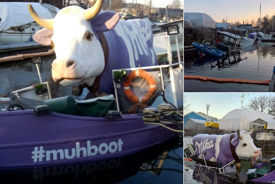 Muhboot zinkt in Hamburgse haven