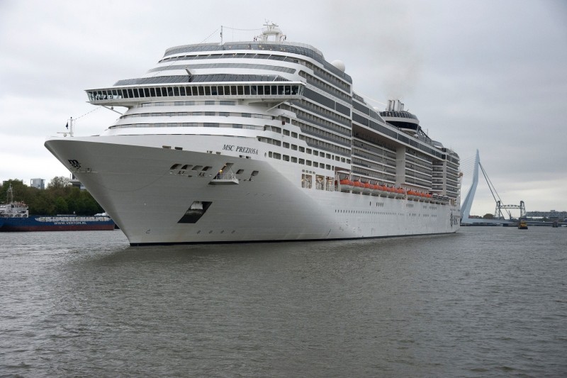 MSC's vlaggenschip Preziosa voor het eerst in Rotterdam