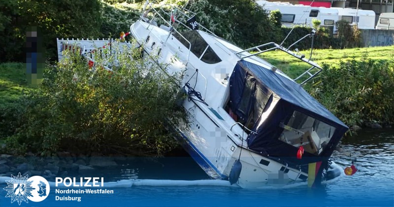 Rijn-Hernekanaal: dronken schipper vaart zijn motorjacht de kant op