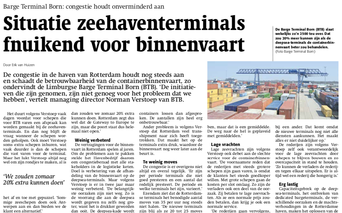Het artikel uit Weekblad Schuttevaer van 5 april. Maatregelen tegen congestie hebben effect, maar niet genoeg, erkent minister Cora van Nieuwenhuizen.