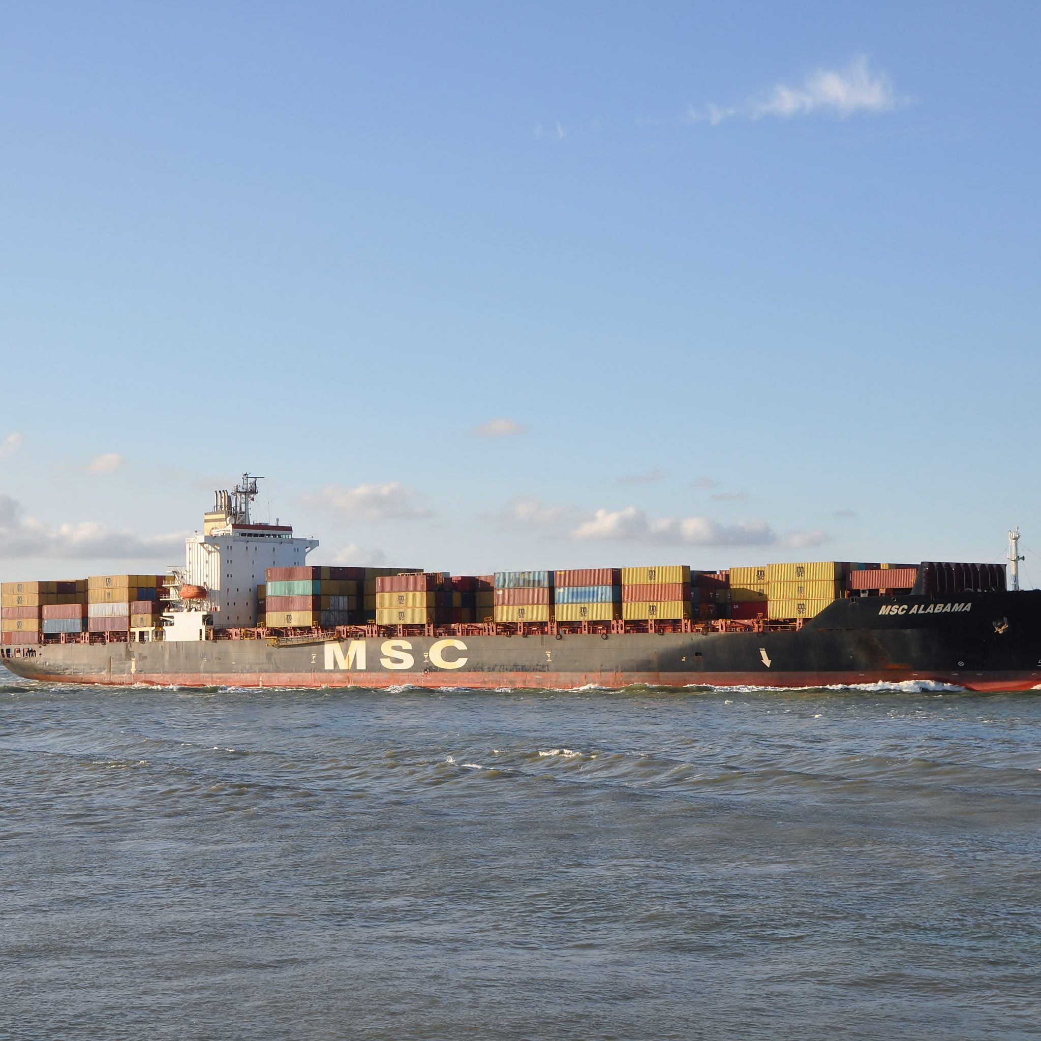 MSC Alabama  passeert vrijdag 13 september Terneuzen met bestemming Antwerpen. Daarna gaat het containerschip voor de eerste keer door naar Vlissingen. (Foto Adri van de Wege)