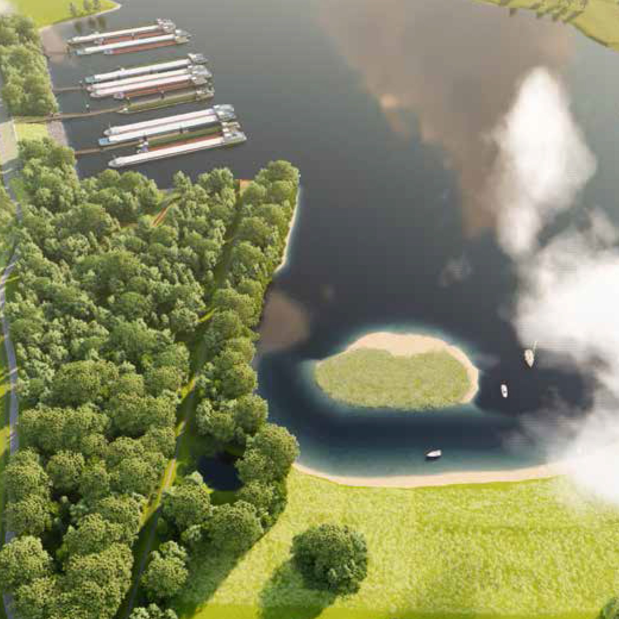 De PAS-uitspraak van de Raad van State heeft mogelijk gevolgen voor de voorgenomen aanleg van de overnachtingshaven Giesbeek-Valeplas op de Boven-IJssel. (Illustratie Rijkswaterstaat) 