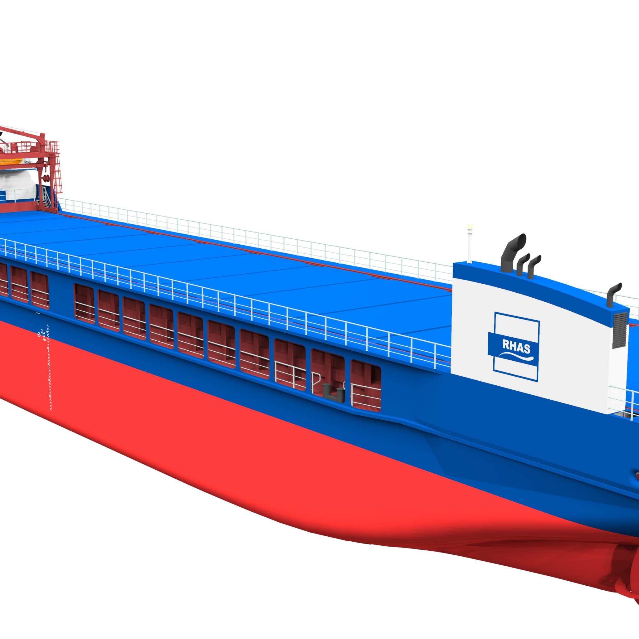 De Hanse Eco Short Sea Coaster waarvan Rhenus-Arkon-Shipinvest er vier laat bouwen met het dek gesloten. (Illustratie RHAS)