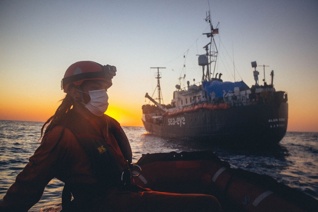 De Alan Kurdi was een week geleden vanuit Spanje uitgevaren en is volgens Sea-Eye op dit moment het enige hulpschip in het gebied. (Foto Sea-Eye)