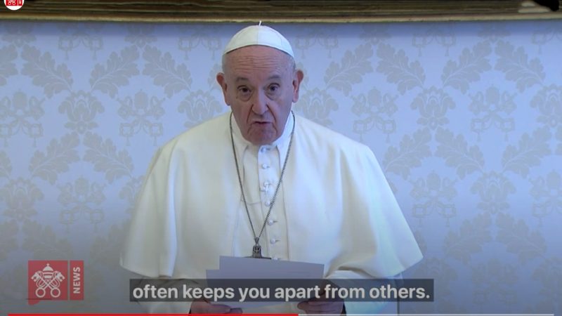 Paus Franciscus (screenshot videoboodschap van het Vaticaan)