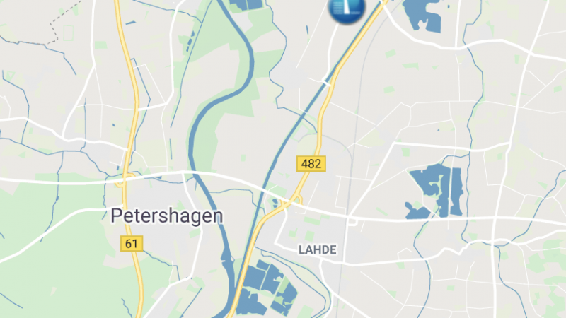 De sluis bij Petershagen op een kaart. (Foto Portmaps)