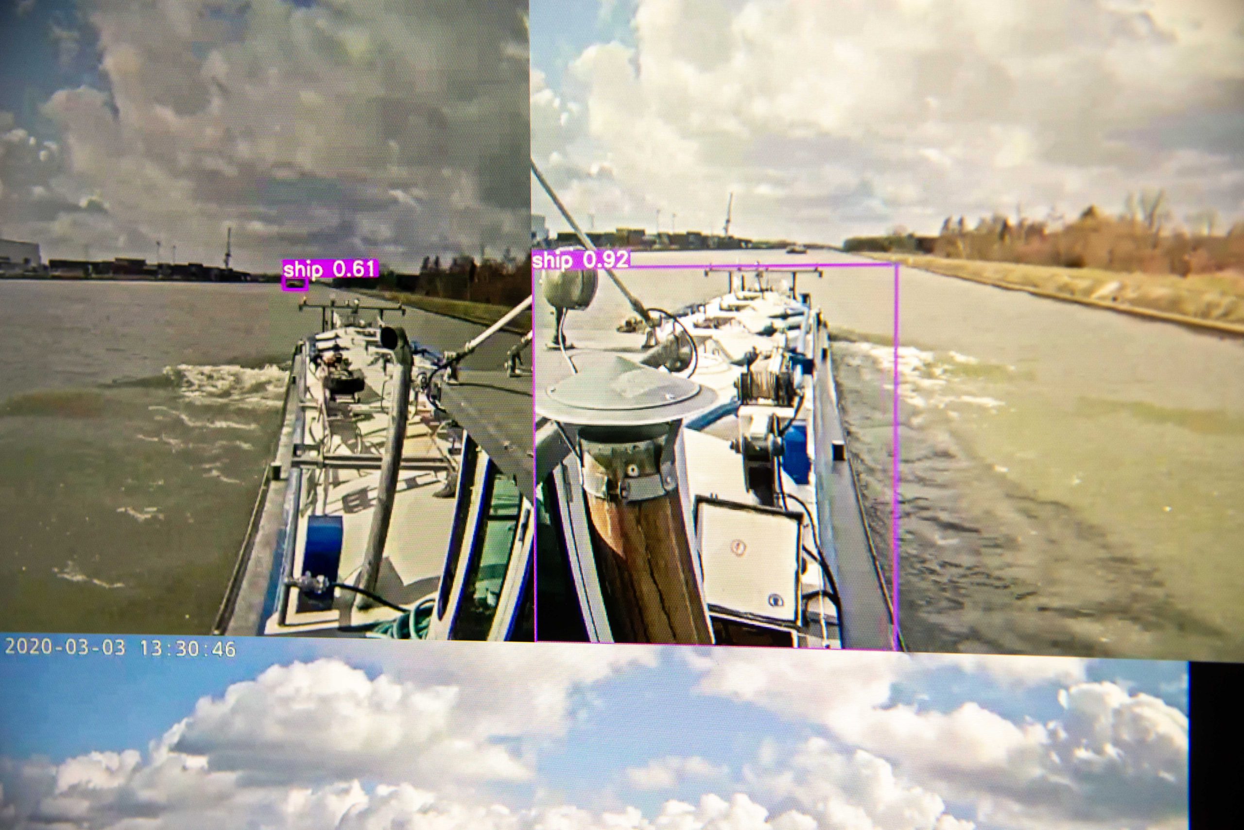Via slimme software detecteert het systeem van Seafar andere schepen op de camerabeelden die naar de wal worden gezonden.