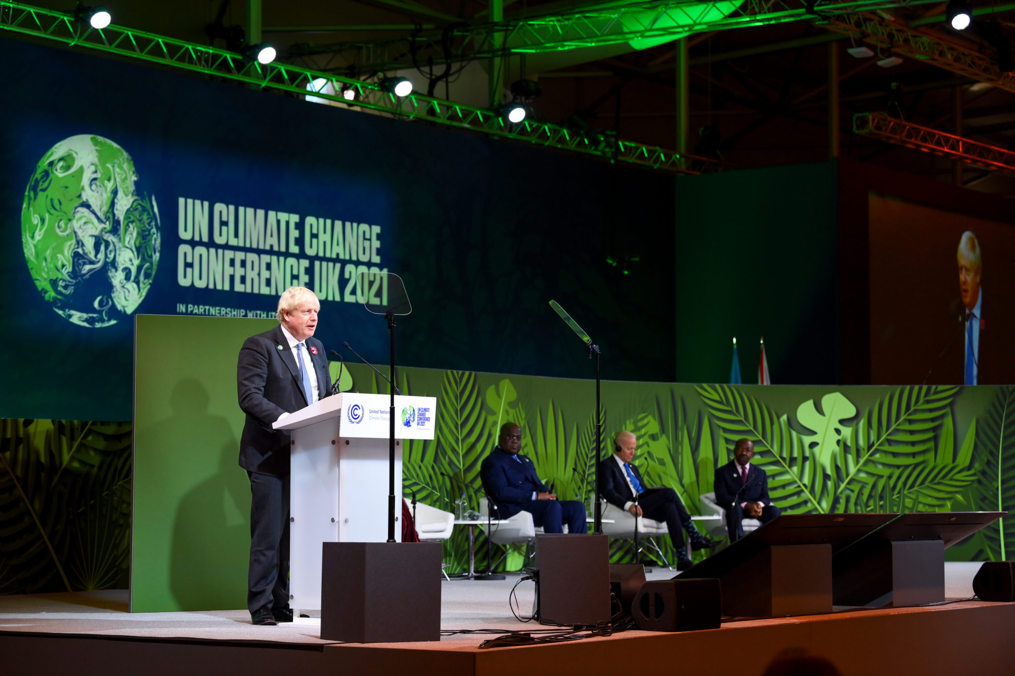 Boris Johnson, premier van het Verenigd Koninkrijk, tijdens de klimaattop in Glasgow. (Foto COP26)