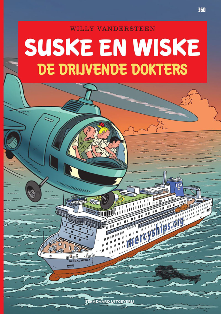 De cover van de Suske en Wiske over Global Mercy. (Foto Mercy Ships)