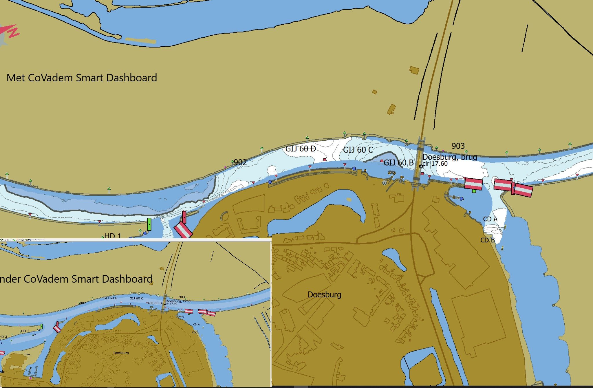 De IJssel bij Doesburg is ook in kaart gebracht. (Foto CoVadem)