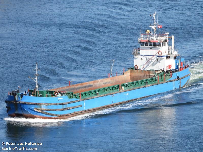 De Scot Carrier, die onder Britse vlag vaart, is maandagochtend vroeg voor de zuidkust van Zweden in aanvaring gekomen met de Karin Hoej. Foto Marine Traffic