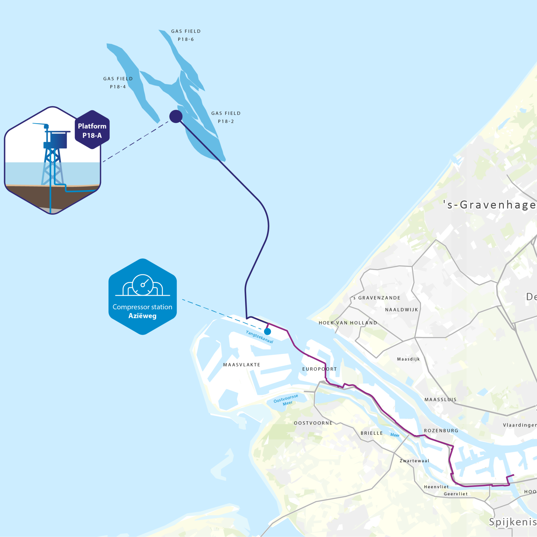 Het Porthos-project zorgt voor het afvangen en transporteren van CO2 naar opslagplaatsen in lege gasvelden onder de Noordzee. (Beeld Porthos)