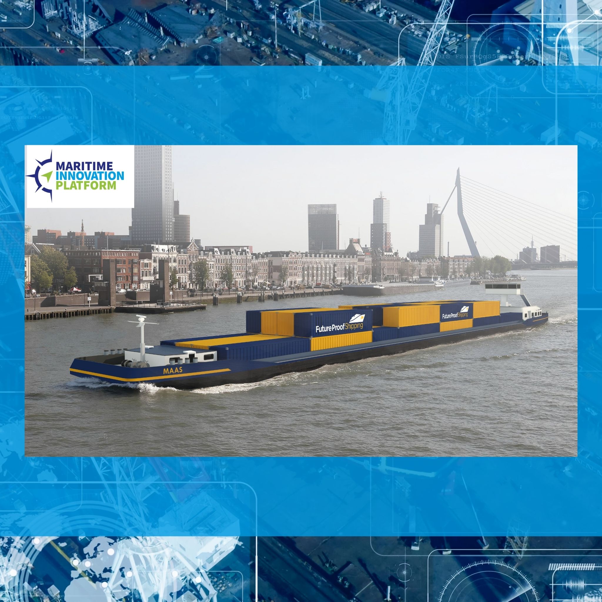 Het containerschip FPS Maas gaat emissieloos containers vervoeren.