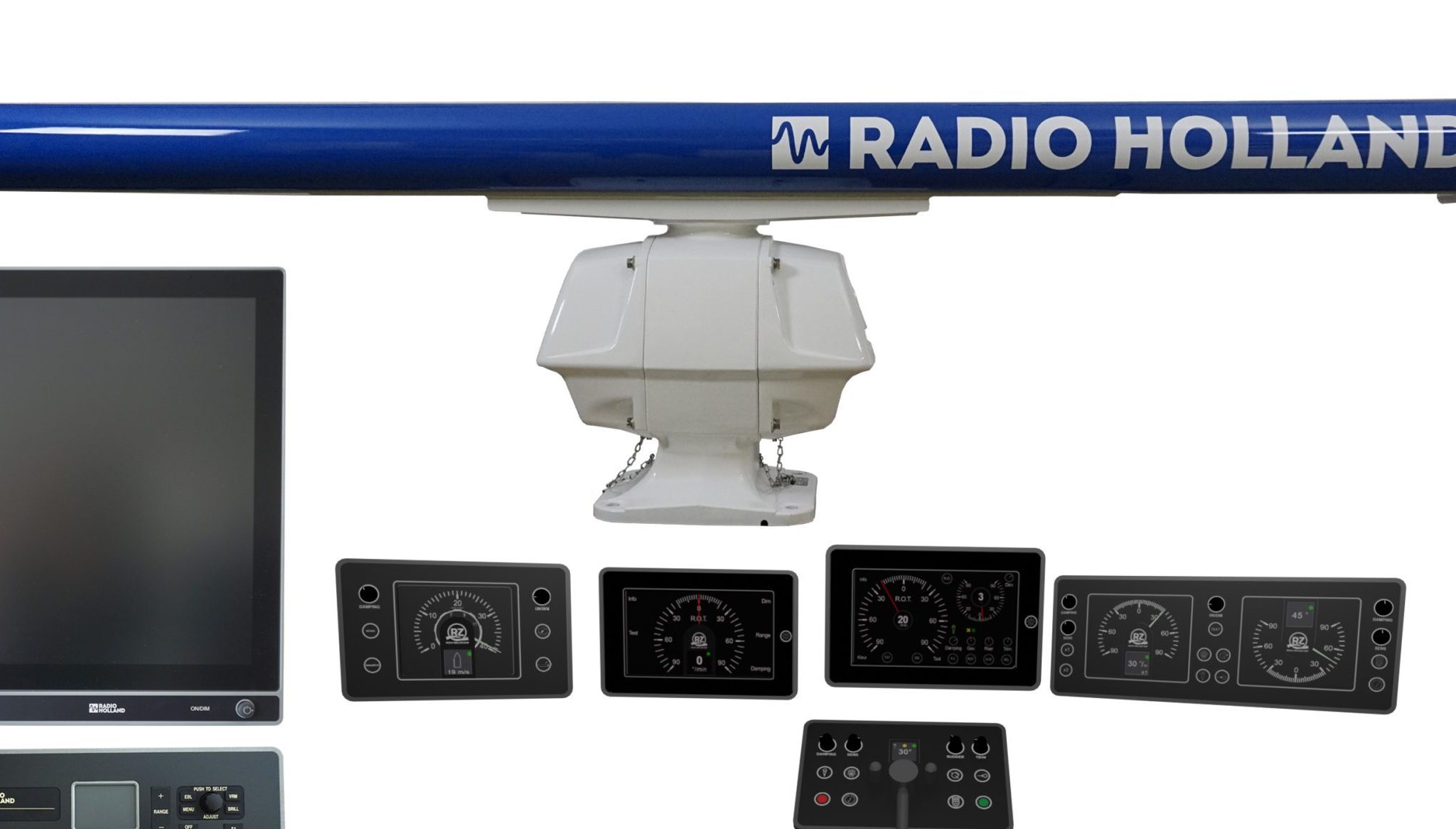 De nieuwe radar met de kenmerkende blauwe scanner balk. (Beeld Radio Holland)