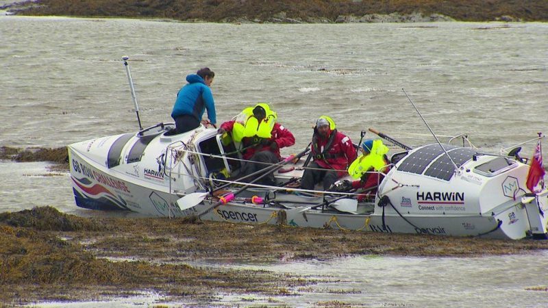 Een van de boten die in de problemen kwam tijdens de GB Row Challenge (FOTO BBC)