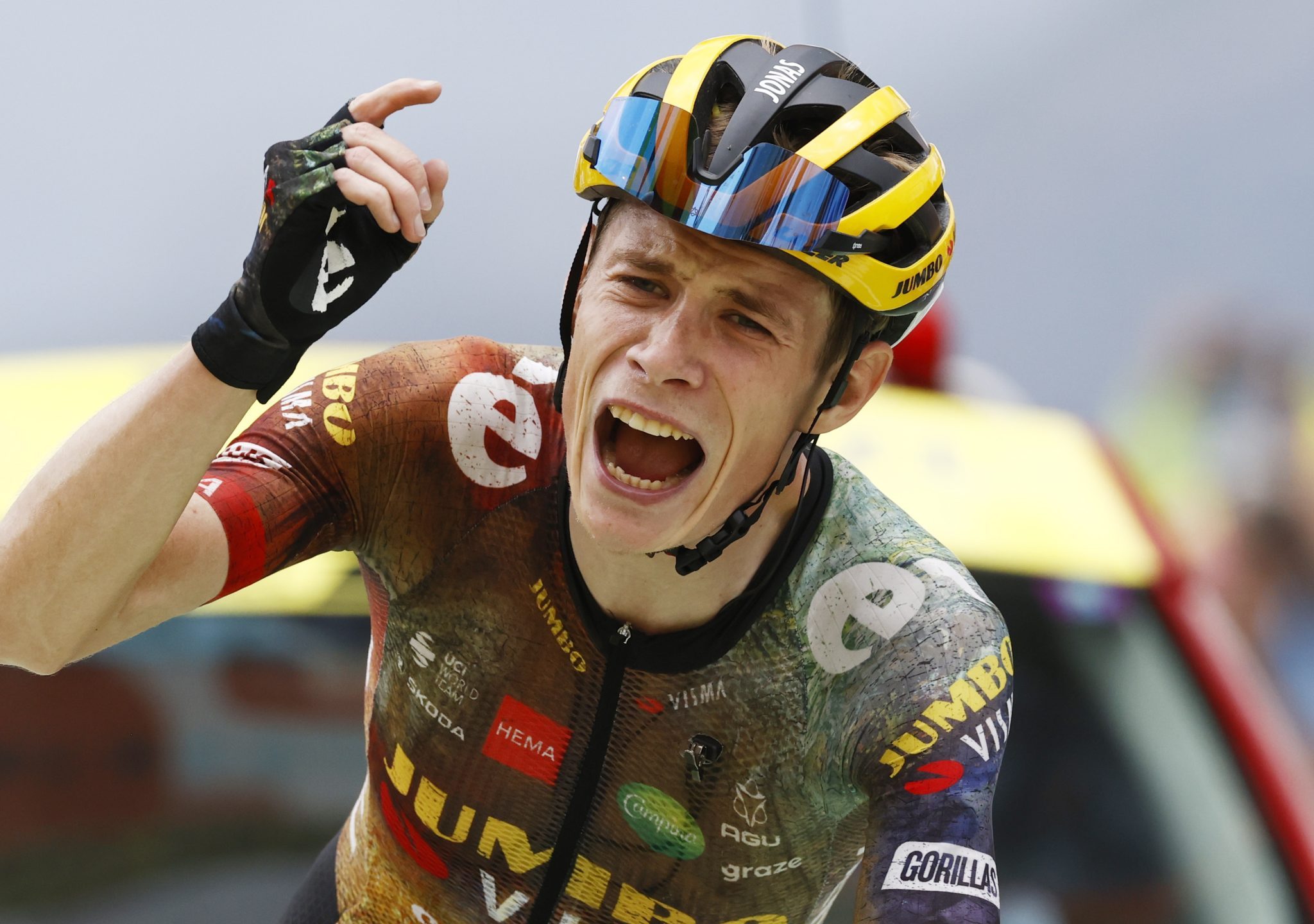 De Deense wielrenner Jonas Vingegaard won de 11e etappe van de Tour de France. (Foto ANP)